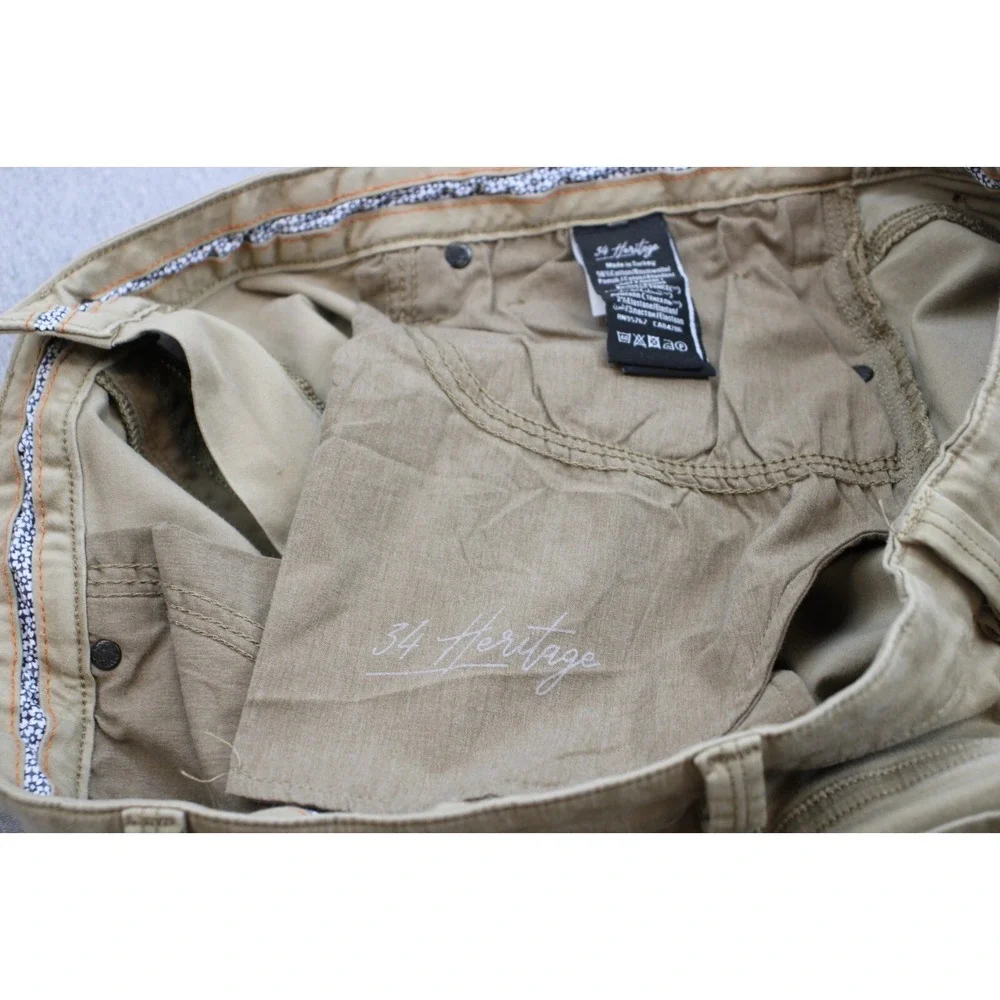 34 Heritage Pants Mens 40 X 30 Beige Denim Stretch Pockets Straight Leg